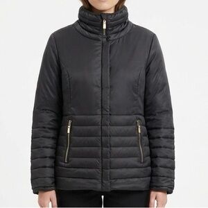 Fig | Black Packable Duck Down Puffer Jacket Warm Outdoor Zipper Pockets